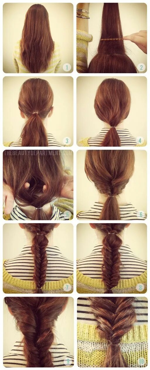 Прически самому себе фото A new twist on the classic fishtail braid! Hair hacks, Fish tail braid, Hair sty