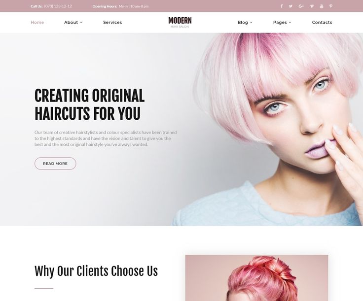 Прически сайт Modern - Vivid Hair Salon Multipage Website Template Hair salon, Salons, Salon w