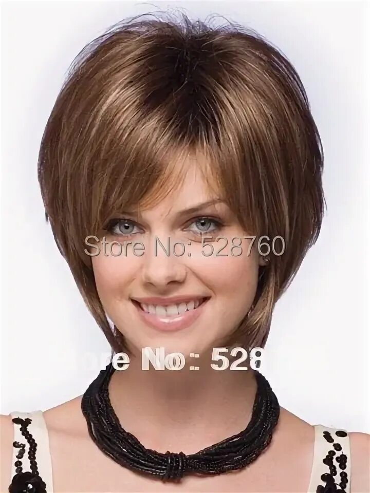 Прически шапочка женская на средние волосы New Synthetic Wig Brown with Blonde Highlights Short hair Free shipping hair wig