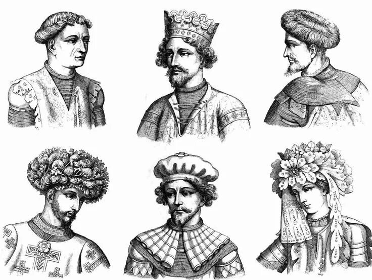 Прически средневековья мужские French men's headdresses of the 15th Century