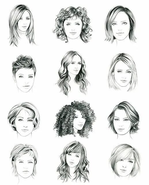 Прически средних типов волос Drawing Hairstyles For Your Characters Fashion illustration hair, How to draw ha