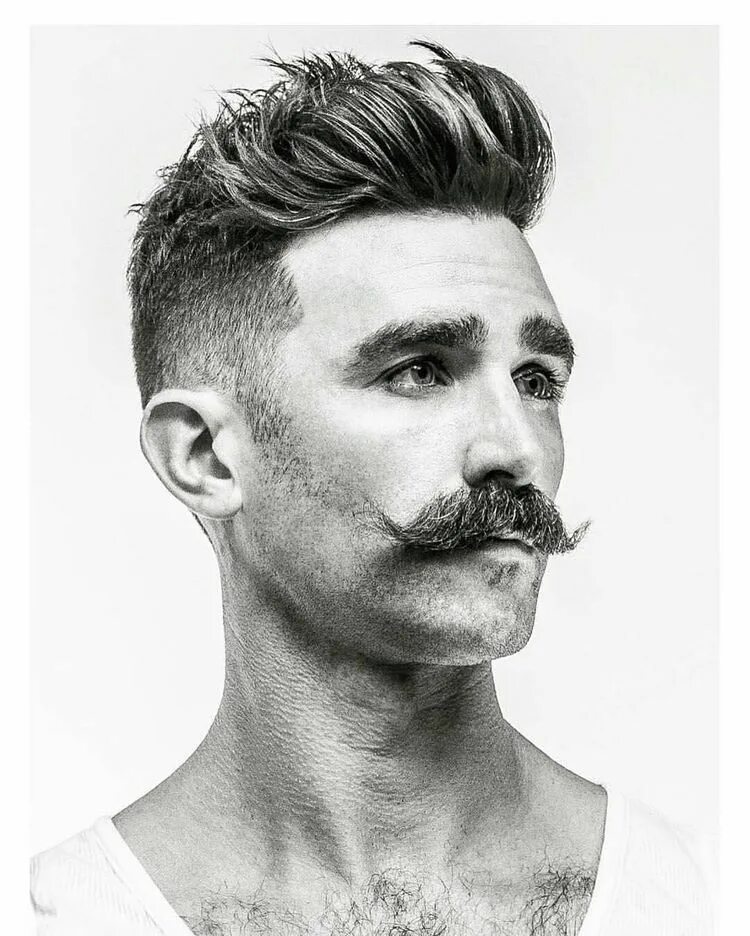 Прически усов фото Manly hairstyle / smooth curled on top & slick sides & slick backed Mustache sty