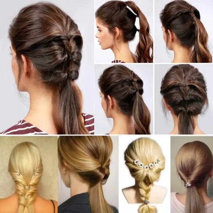 Прически в офис на средние волосы 5 вариантов как сделать красивый хвост Diy hairstyles, Cool hairstyles, Hair sty