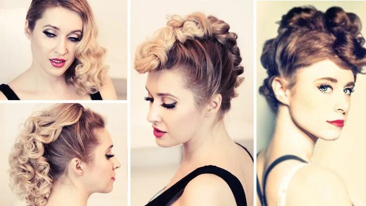 Прически в сауну на средние волосы 3-in-1 hair tutorial: Kiesza'a faux hawk hairstyle, retro curls, glam ro... Vint