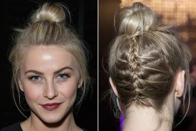 Прически верх как сделать Up Your Game With Julianne Hough's French Braided Top Knot Braided top knots, To