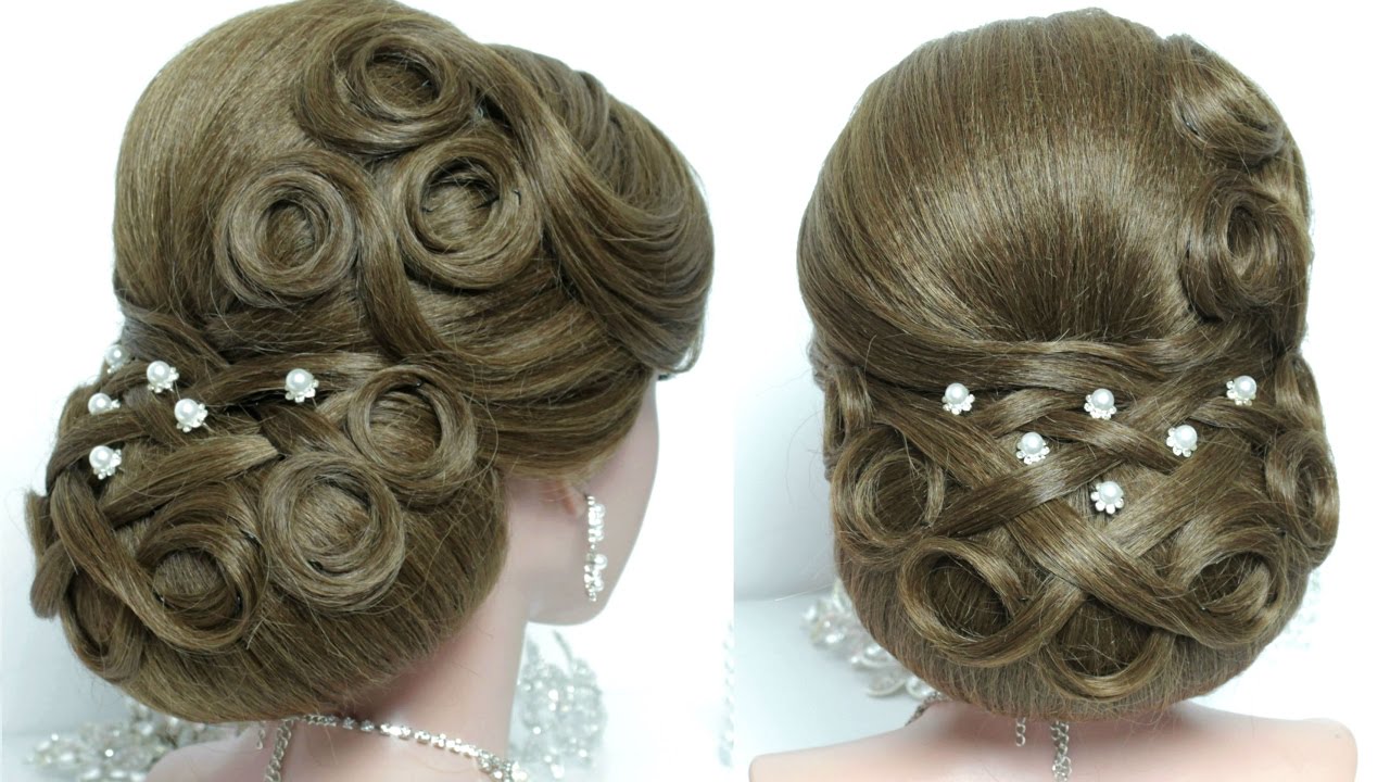 Прически видел Bridal updo. Wedding hairstyle for long hair tutorial - YouTube