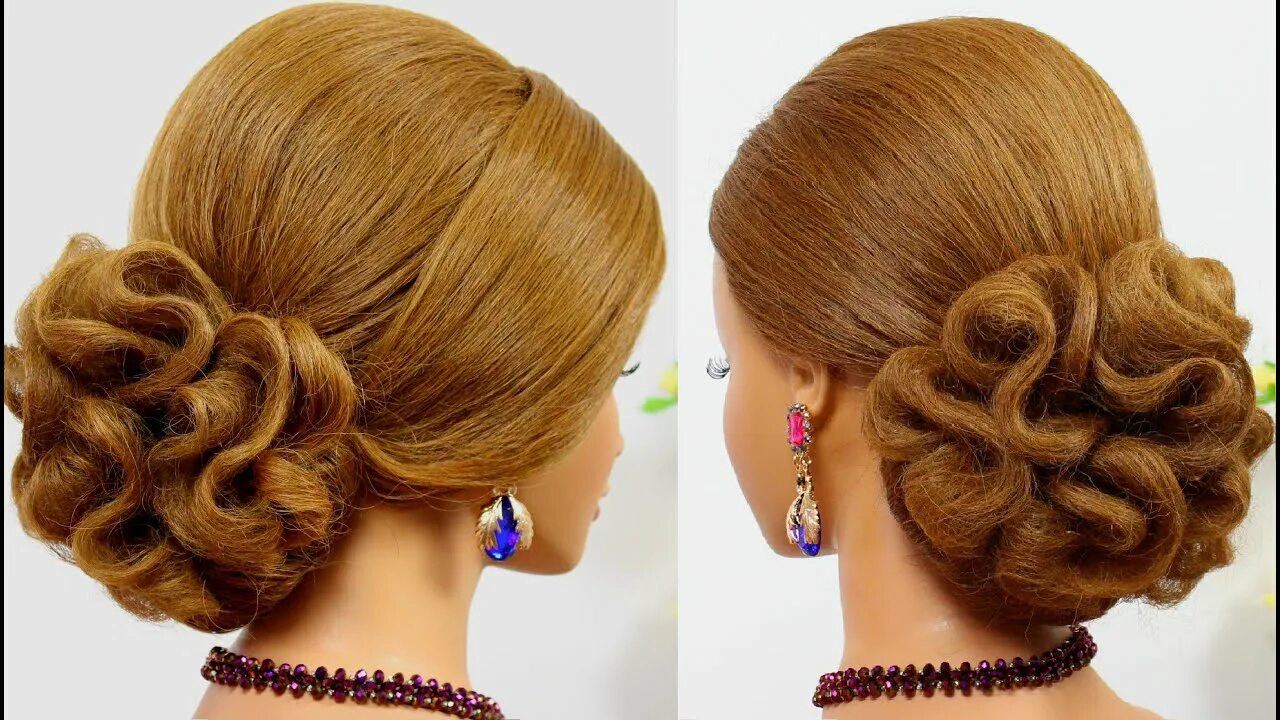 Прически видел Wedding prom updo. Bridal hairstyle for long hair tutorial - YouTube