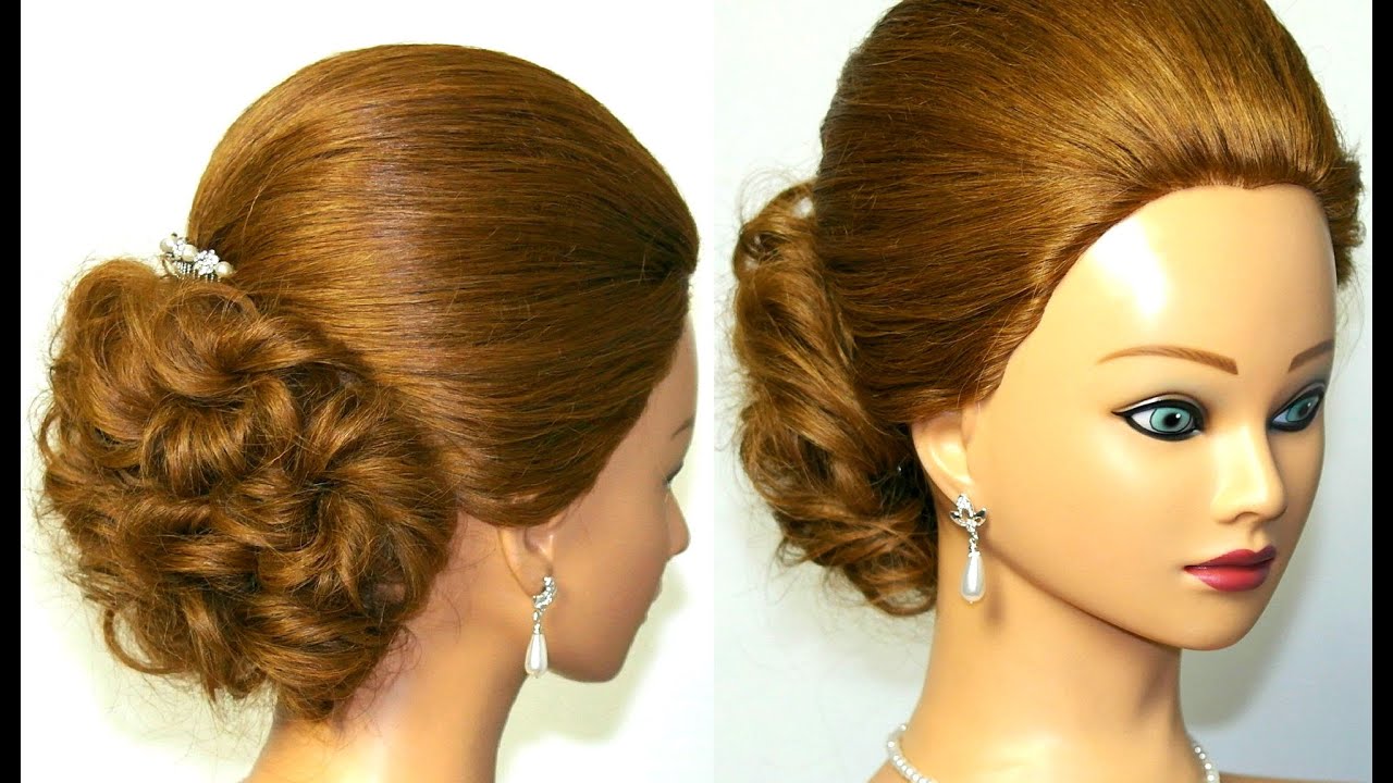 Прически видео Easy prom, bridal updo. Hairstyle for medium long hair. - YouTube