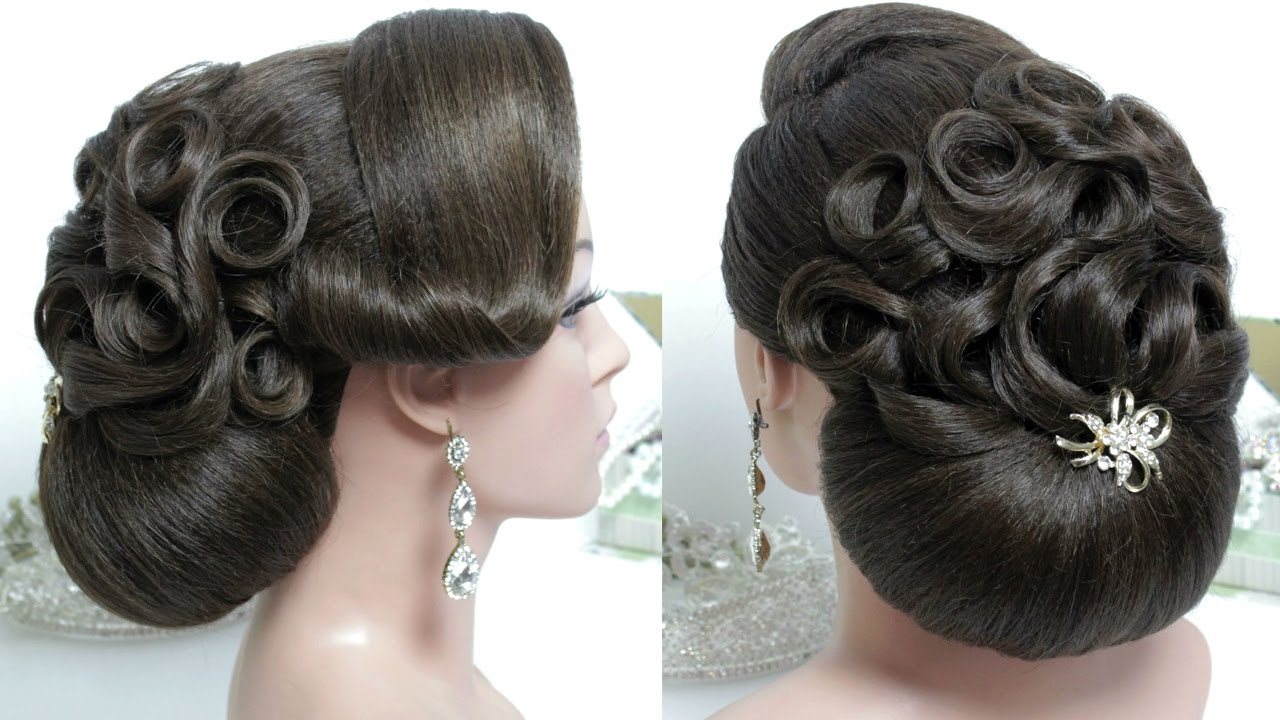 Прически видео Bridal hairstyle for long hair tutorial. Wedding bun updo step by step - YouTube