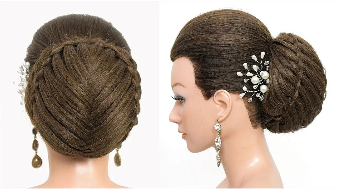 Прически видео Easy Bridal Hairstyle For Long Hair ( 2 variations). Braided Bun Updo Tutorial -