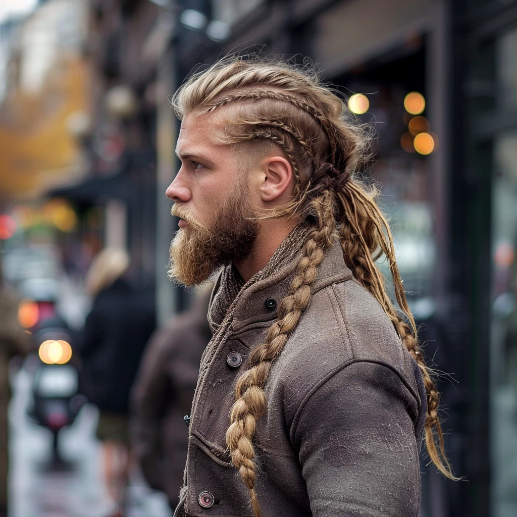 Прически викингов Man with long braids in viking style