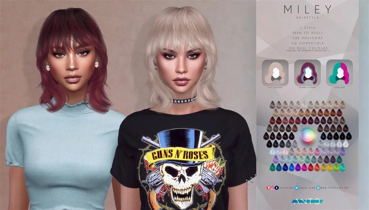 Прически y2k женские M I L E Y Hairstyle Sims, Sims hair, Sims 4