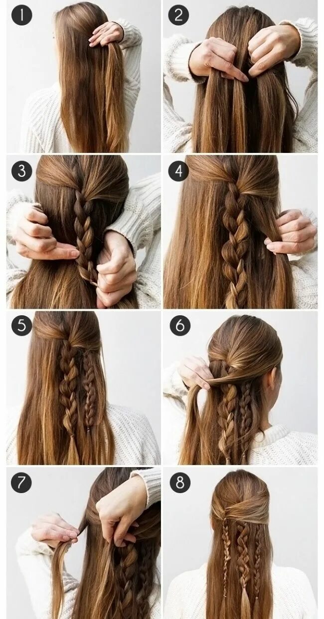 Прически за 5 минут на длинные 10 простых причесок за 5 минут Hair styles, Boho braids, Braided half updo