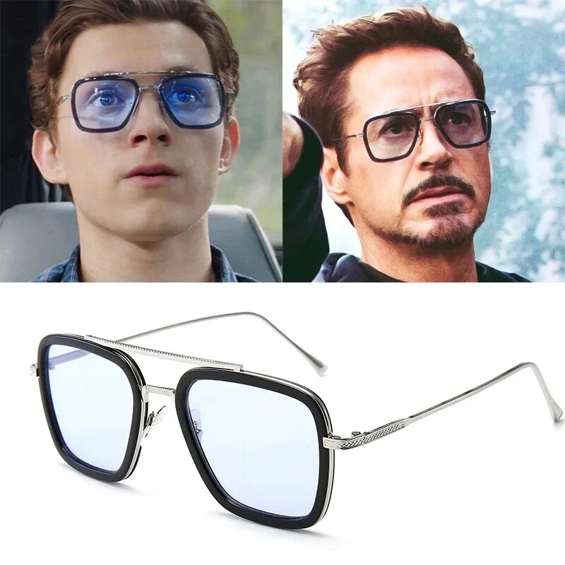 Приделать очки к фото Tony Stark Sunglasses Men Iron Man Glasses Vintage Eyewear Steam Punk Brand Desi