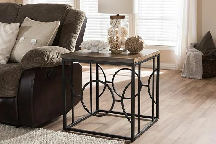 Придиванные столики в интерьере гостиной фото Baxton Studio Palmer Bronze End Table End tables, Living room table, Table