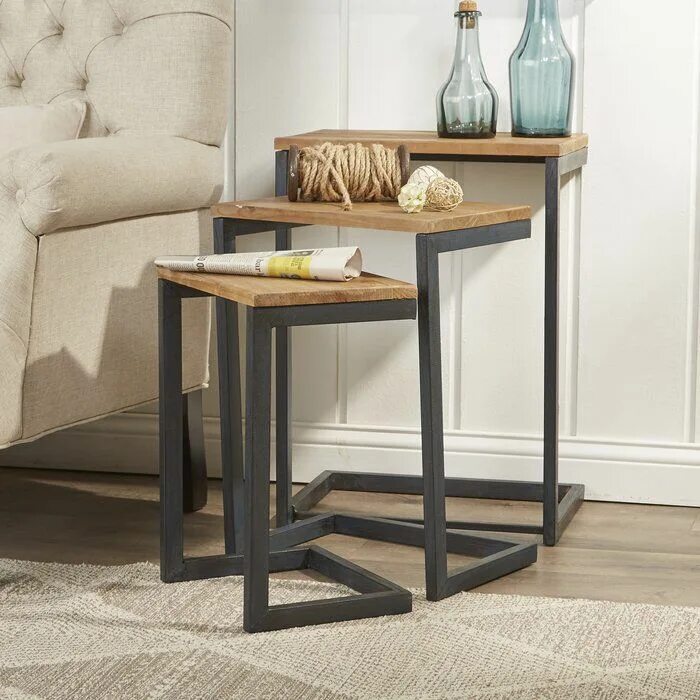 Придиванный столик в стиле лофт Leblanc C Table Nesting Tables Muebles de diseño industrial, Muebles de metal, M