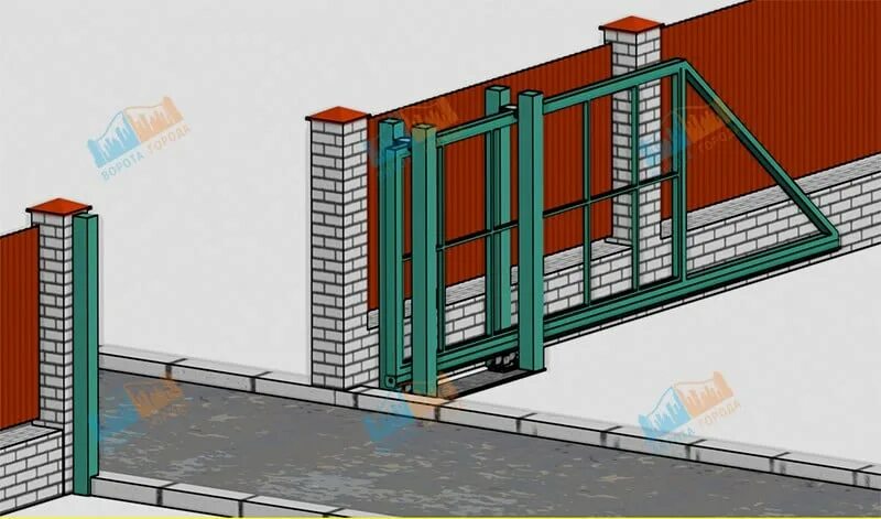 Приемный столб откатных ворот фото Устройство и монтаж откатных ворот - ИмхоДом