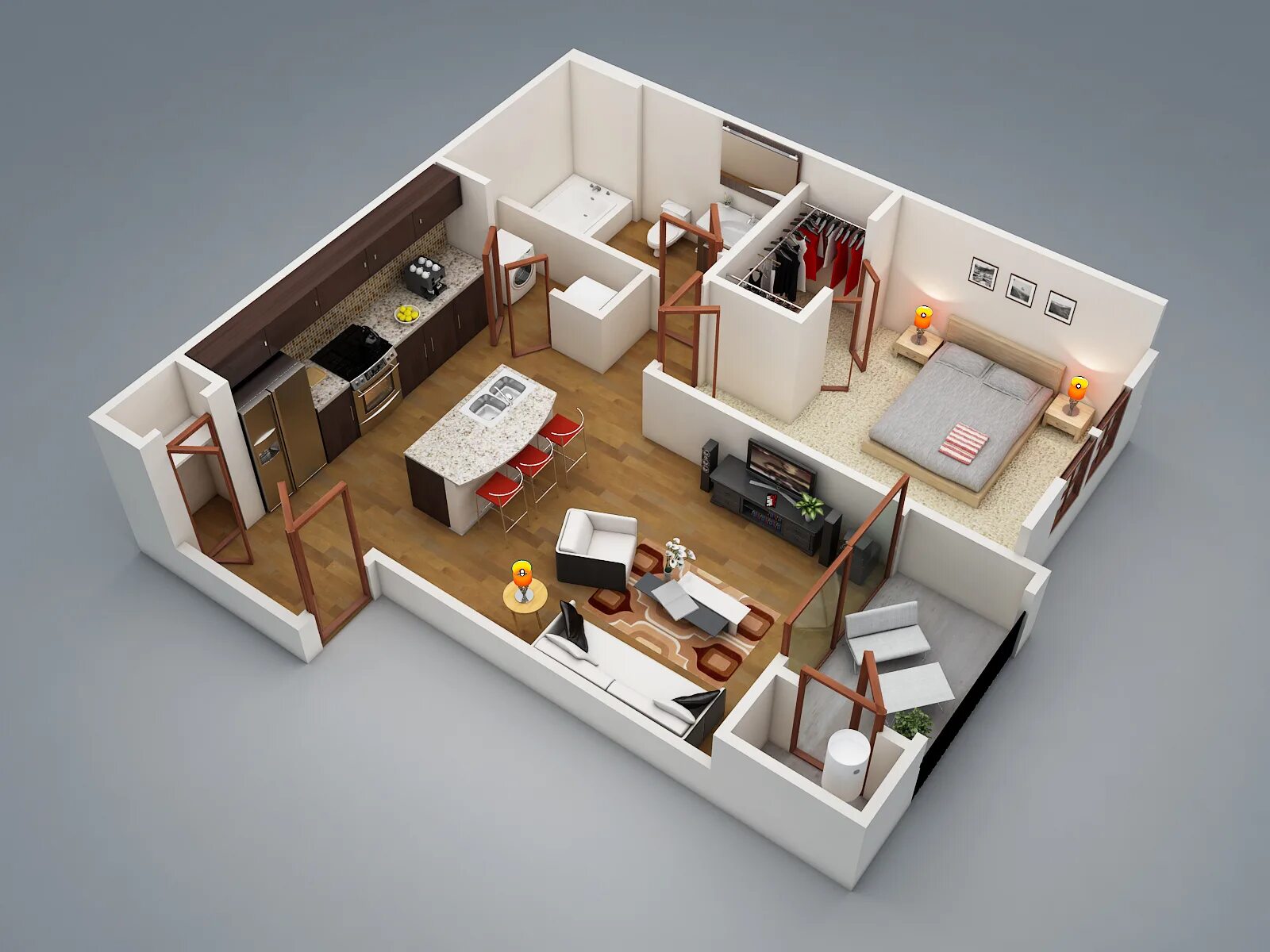 Приемы дизайна интерьера 3d Floor plans on the basic of 2d blue print. :: Behance