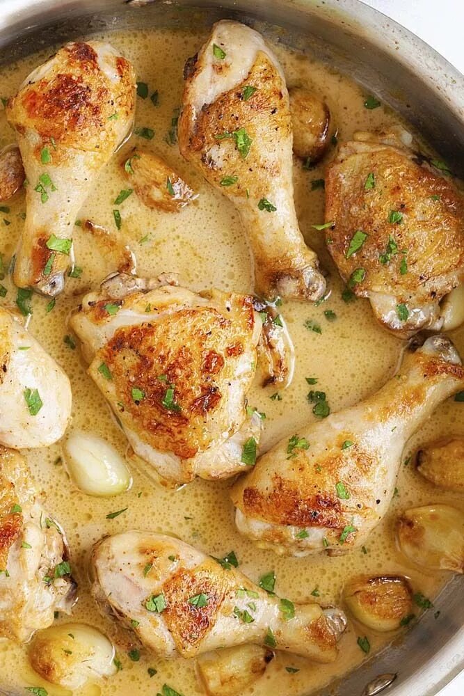 Приготовить домашнюю курицу рецепт с фото Creamy garlic butter chicken Creamy garlic chicken, Drumstick recipes, Butter ch