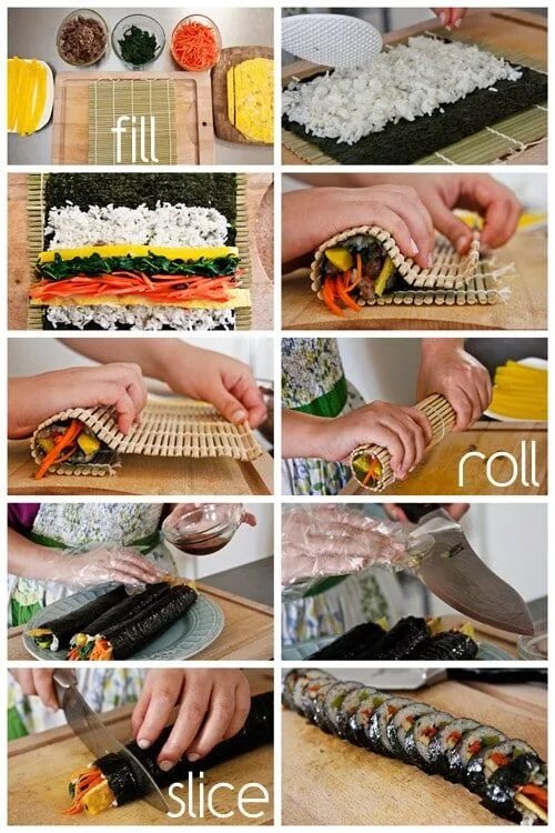 Приготовить суши в домашних условиях фото Beef Kimbap (with Step-by-Step Guide!) - Rasa Malaysia in 2022 Food, Yummy food,