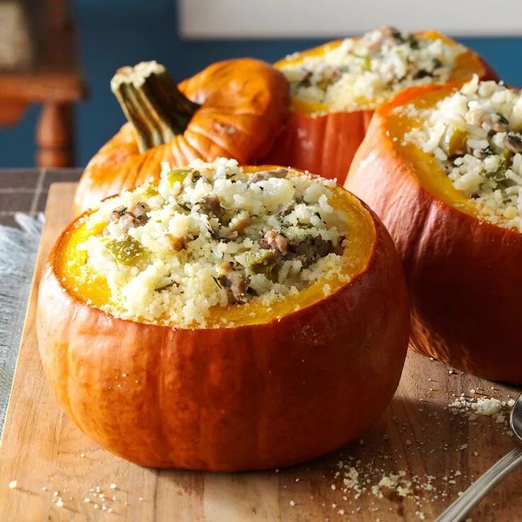 Приготовить тыквы фото Sausage & Rice Stuffed Pumpkins Recipe Recipes, Pumpkin recipes, Pumpkin stew