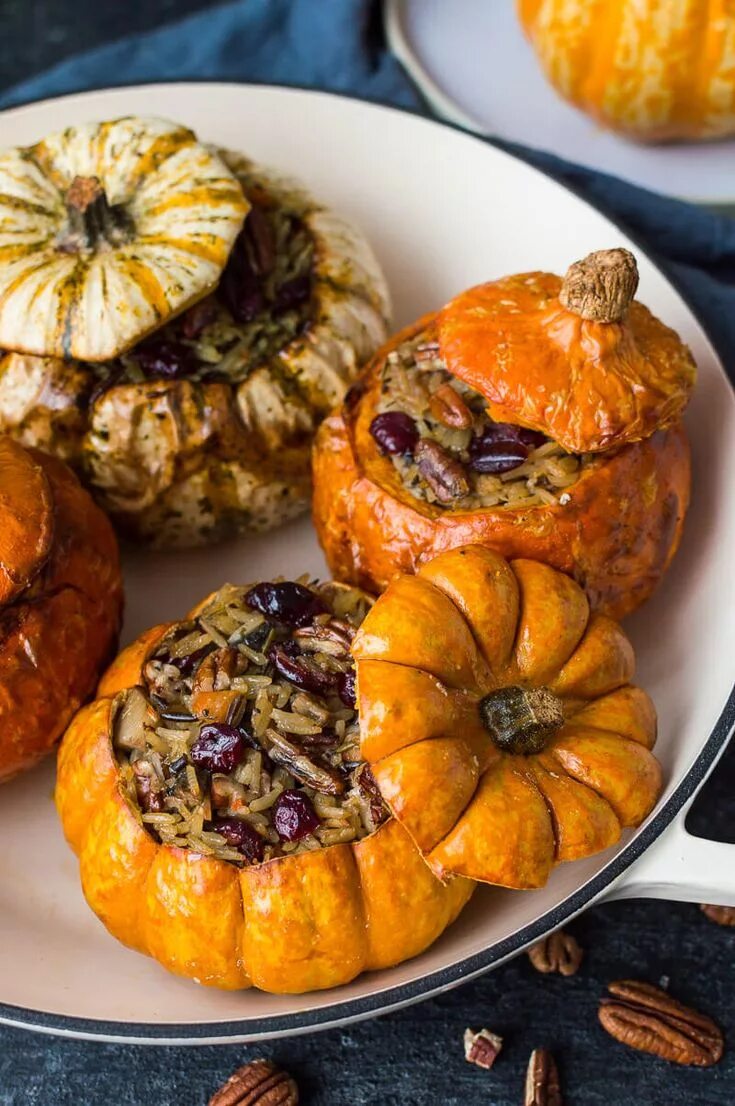 Приготовить вкусную тыкву рецепты фото Stuffed mini pumpkins with cranberry and pecan vegetable wild rice in a casserol