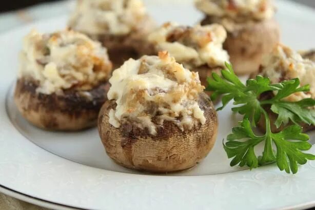 Приготовление шампиньонов с фото Stuffed Mushrooms With Cream Cheese & Sausage Recipe - Food.com Receta Bocadillo