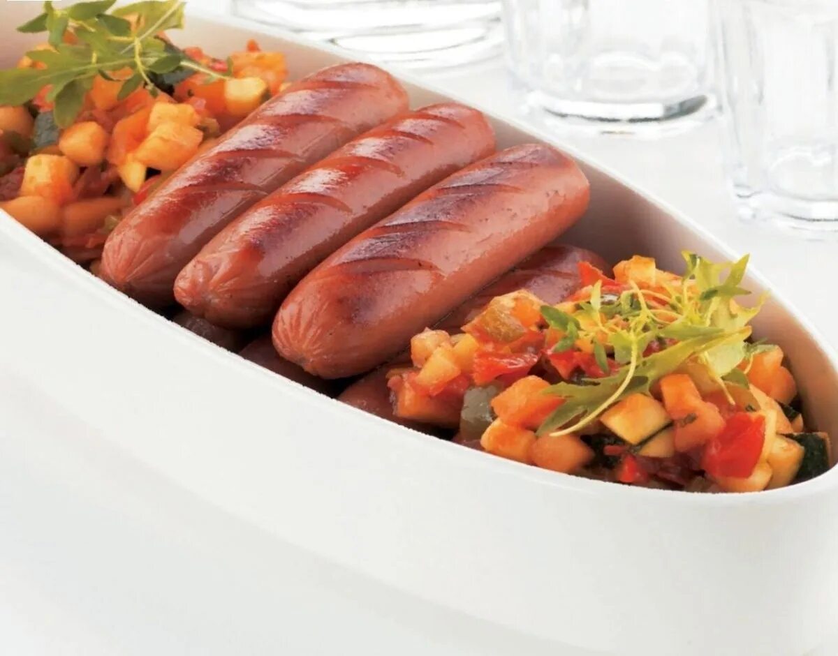 Приготовление сосисок фото Sausages " Delicious" kat B Omsk bacon AO Price is 144.50 per.. 2023 Шумиха ул.Т