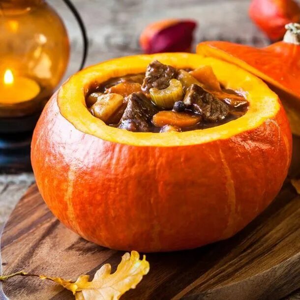 Приготовление тыквы фото Ragoût aux châtaignes en coque de potiron Recette Plat d automne, Idées de citro