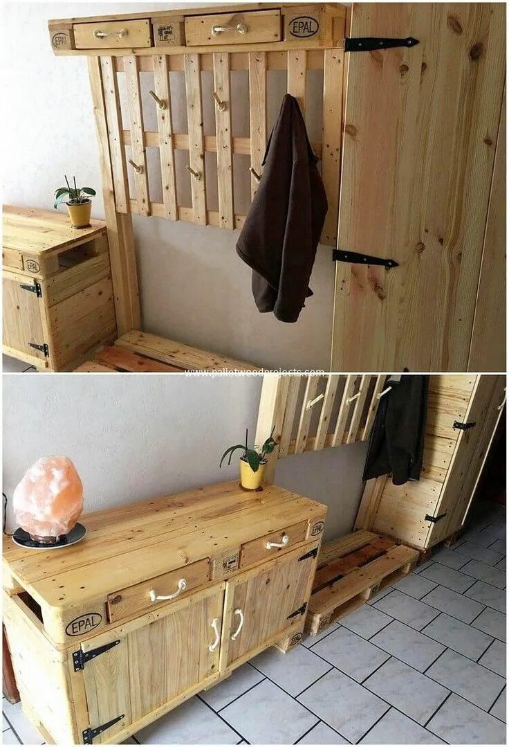 Прихожая из дерева своими руками фото You would love the way this wood pallet designing of the creation work has been 