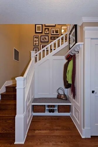 Прихожая под лестницей фото Craftsman Remodel - traditional - staircase - portland - Angela Todd Designs Cra