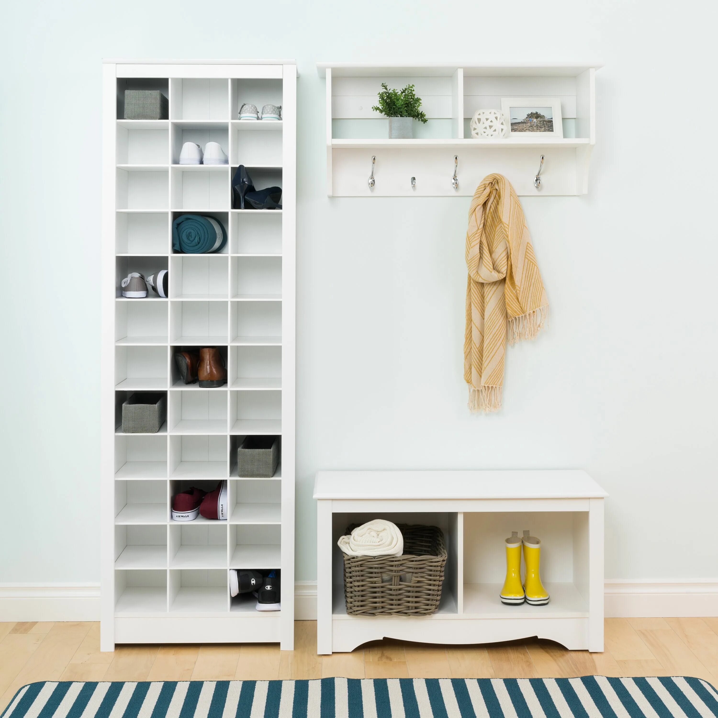 Прихожая с полками фото 36 Pair White Shoe Storage Rack at Futonland