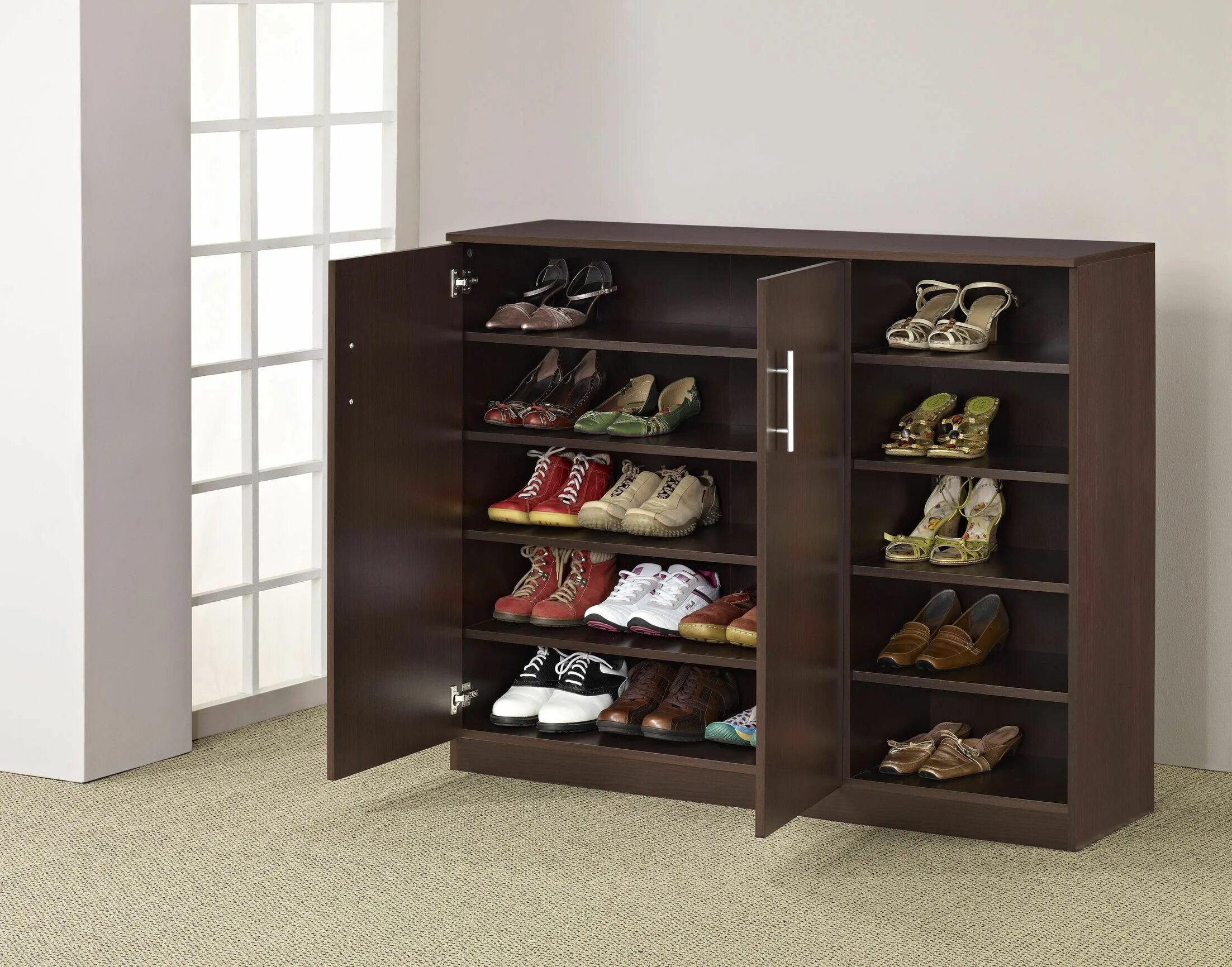 Прихожая шкаф для обуви фото Hokku Designs Grande Shoe Cabinet Entryway shoe storage, Shoe storage design, Wo