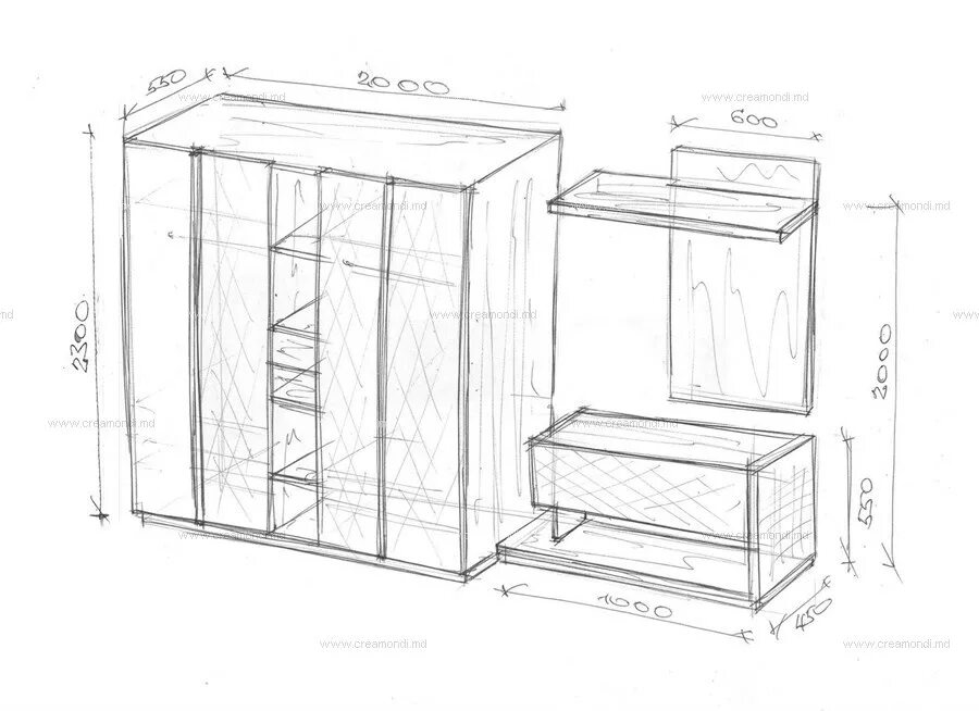 Прихожая своими руками из дерева чертежи Мебель для большой прихожей. в Молдове. Эскизы и чертежи мебели от Creamondi.