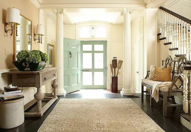 Прихожая в доме дизайн интерьера Mint Green Door - Transitional - entrance/foyer - Hudson Interior Designs Home, 