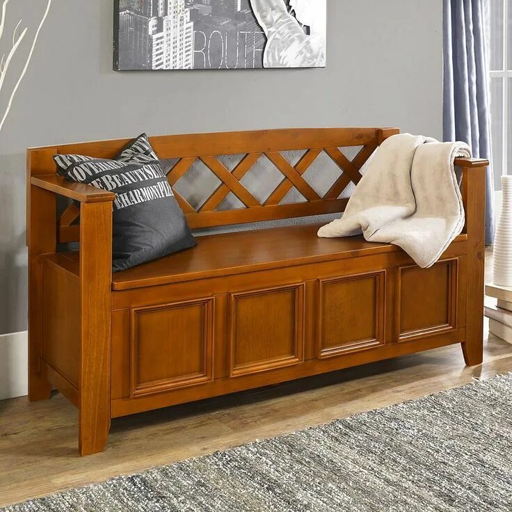 Прихожие диванчики фото Simpli Home Amherst Pine Entryway Storage Bench Entryway bench storage, Home dec