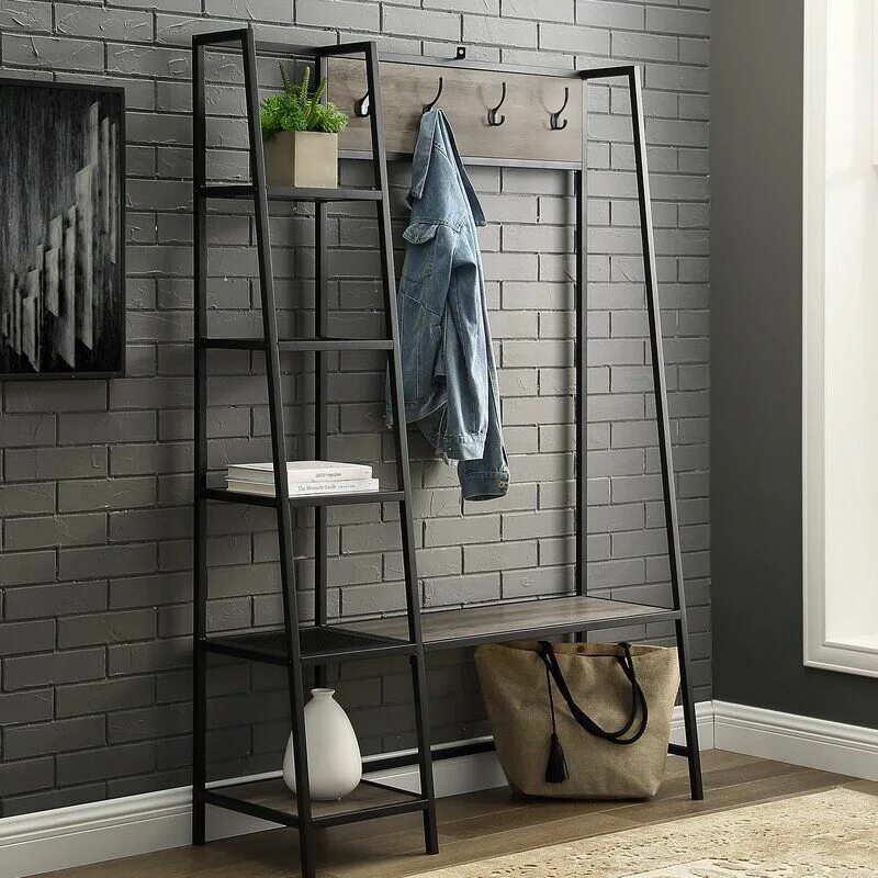 Прихожие в стиле лофт дизайн фото Foundstone ™ Ada Hall Tree and Shoe Storage & Reviews Wayfair Muebles para vestí