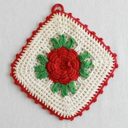 Прихватка крючком схема фото Premium Vintage Potholder Crochet Pattern Vintage potholders, Crochet potholder 