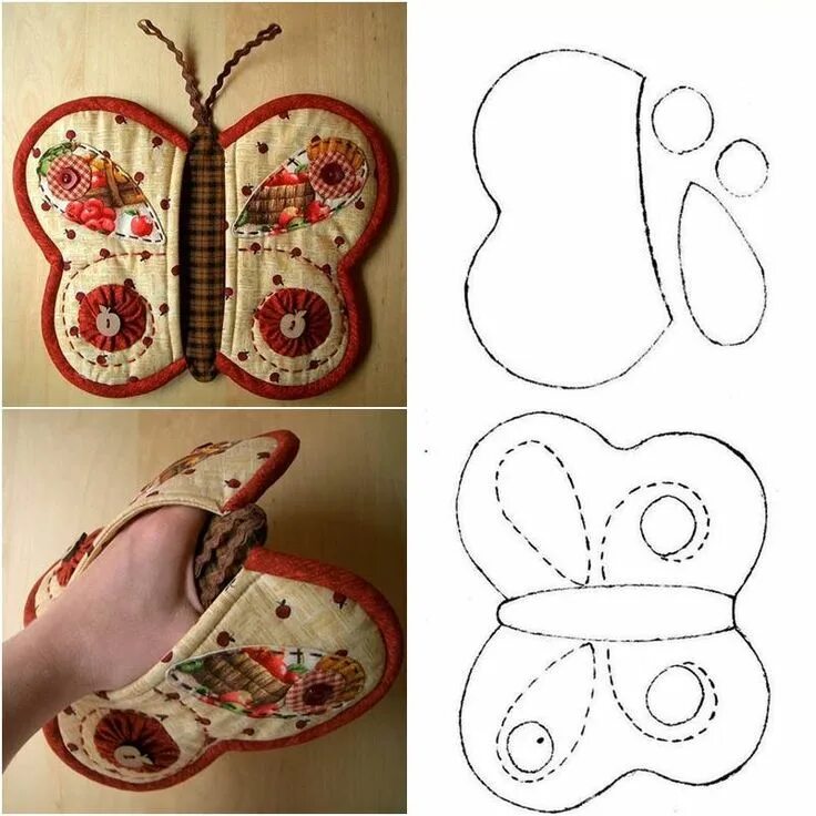 Прихватки из лоскутков выкройки How to DIY Butterfly Potholder iCreativeIdeas.com Manualidades, Cosas de manuali