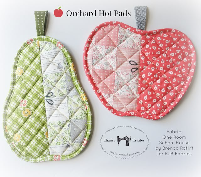 Прихватки из лоскутков выкройки Orchard Hot Pads in "One Room Schoolhouse" Hot pads, Small sewing projects, Fabr