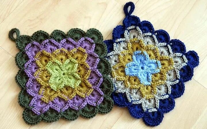 Прихватки крючком фото мастер класс Crochet and Knitting Idea for Home Design Crochet potholder patterns, Crochet po