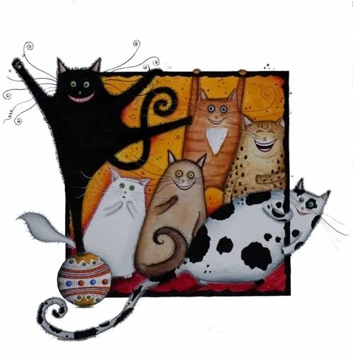 Прикольная картинка с днем кошек Clare Mackie Cats illustration, Cat art illustration, Cat art