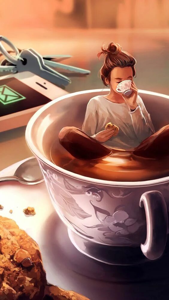 Прикольное фото с кофе تويتر  Jihan Alkhwaja (@jihanalkhwaja) Coffee designs art, Illustration art gir