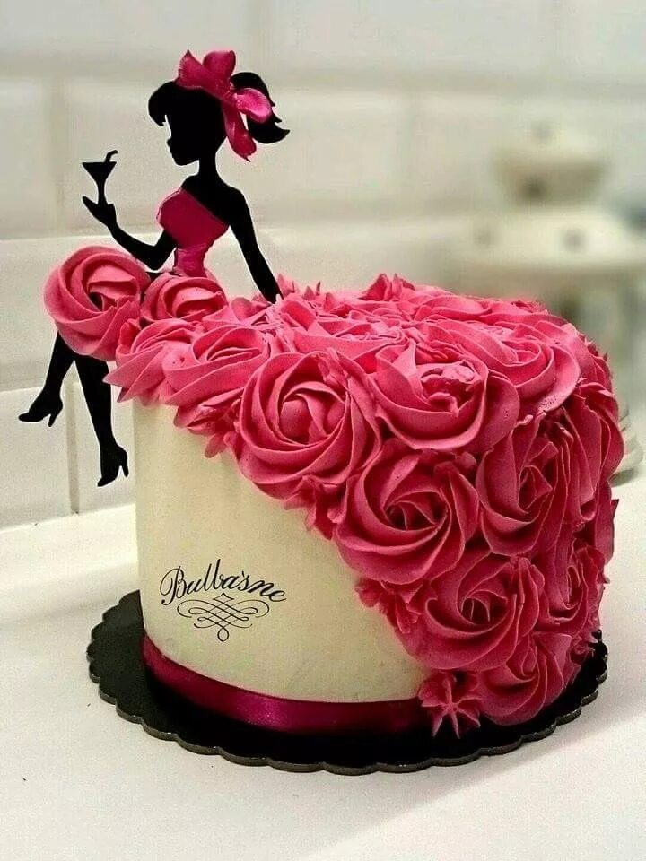 Прикольное оформление торта для женщины Cupcake birthday cake, Silhouette cake, Girl cakes