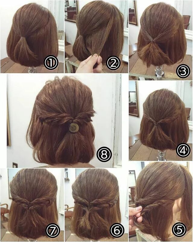 Прикольные и легкие прически на короткие волосы Pin by Gabi Bright on For Me Short hair updo, Braided updo for short hair, Haird