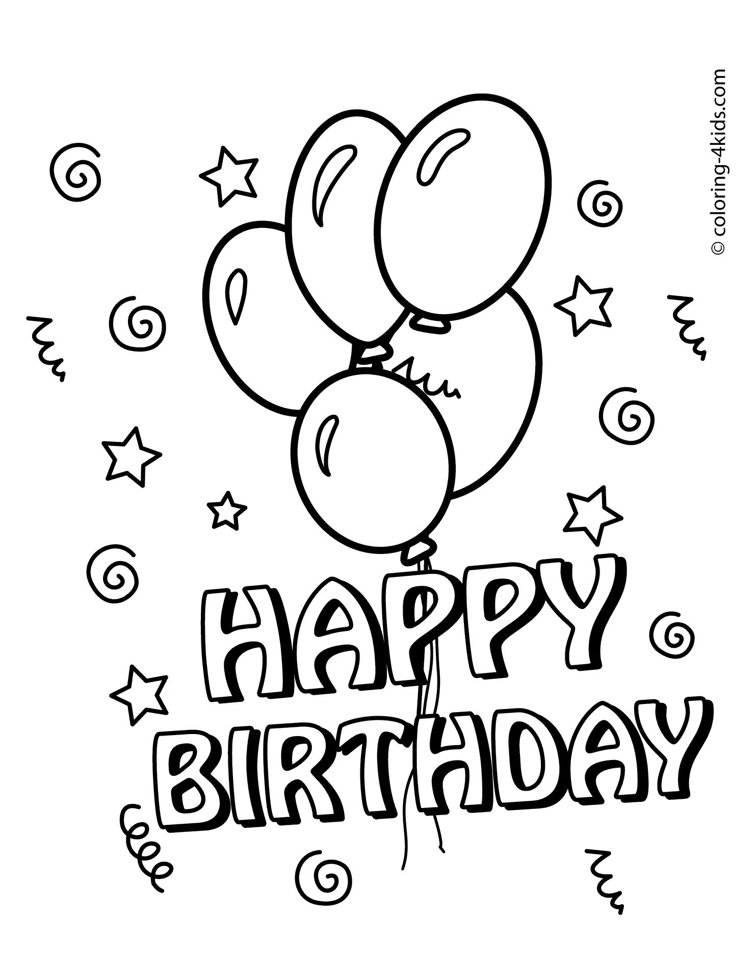 Прикольные картинки с днем рождения черно colouring pages happy birthday - Clip Art Library