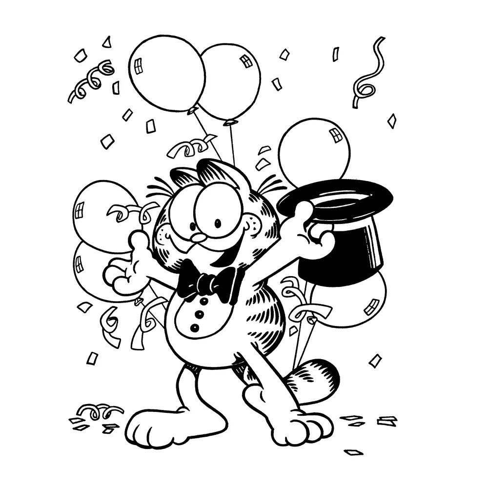 Прикольные картинки с днем рождения черно ▷ Garfield: Coloring Pages & Books - 100% FREE and printable!