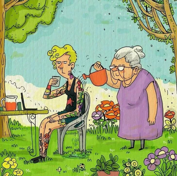 Прикольные картинки с днем внуков We need more wholesome Grandma around here Funny comics, Funny cartoons, Funny p