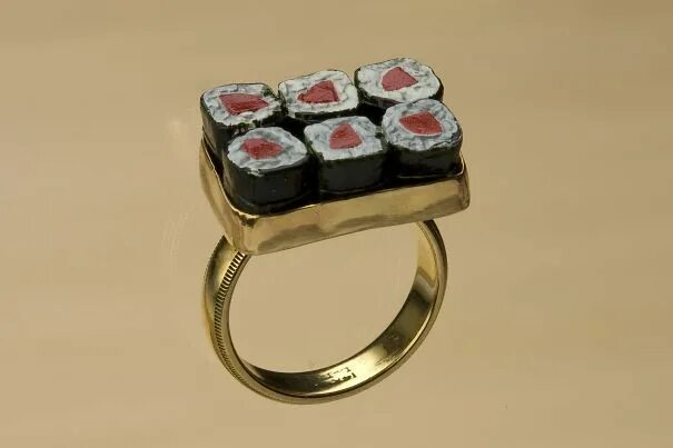 Прикольные кольца фото Maki Sushi Food jewelry, Sushi, Unusual rings