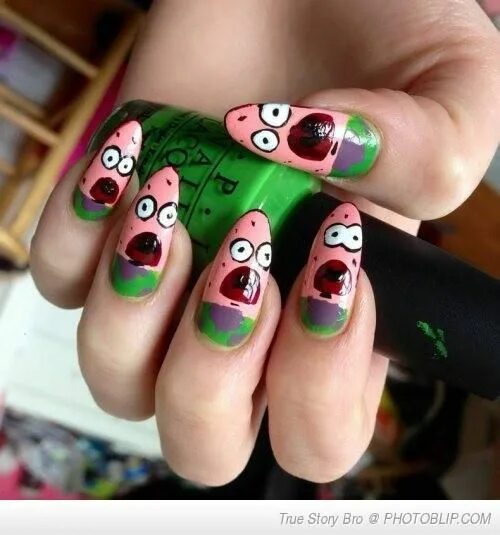 Прикольные ногти дизайн 2024 patrick star from spongebob nails Nails, Spongebob nails, Hair and nails